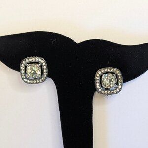 Earrings Green Amethyst with CZ Accents 925 ELEGANT!